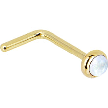 将图片加载到图库查看器,Solid 14K Yellow Gold 2mm Rainbow Moonstone Nose Ring