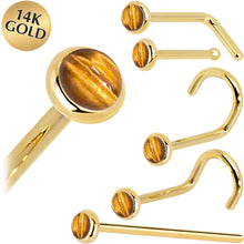 将图片加载到图库查看器,Solid 14K Yellow Gold 2mm Tiger Eye Nose Ring