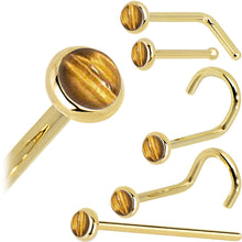 将图片加载到图库查看器,Solid 14K Yellow Gold 2mm Tiger Eye Nose Ring