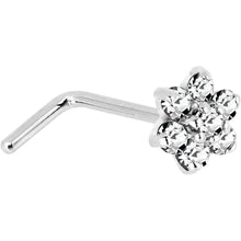 Load image into Gallery viewer, Solid 14K White Gold Clear Cubic Zirconia Flower Nose Ring