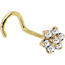 Load image into Gallery viewer, Solid 14K Yellow Gold Clear Cubic Zirconia Flower Nose Ring