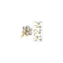 Load image into Gallery viewer, Solid 14K Yellow Gold Clear Cubic Zirconia Flower Nose Ring