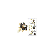 将图片加载到图库查看器,Solid 14K Yellow Gold Black and Clear Cubic Zirconia Flower Nose Ring