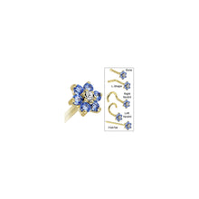 Load image into Gallery viewer, Solid 14K Yellow Gold Arctic Blue and Clear Cubic Zirconia Flower Nose Ring