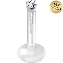 Load image into Gallery viewer, Solid 14K White Gold 1.5mm CZ Bioplast Push in Labret Monroe