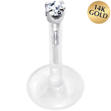 Load image into Gallery viewer, Solid 14K White Gold 1.5mm CZ Bioplast Push in Labret Monroe