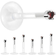 Load image into Gallery viewer, Solid 14K White Gold January 1.5mm CZ Bioplast Push in Labret Monroe