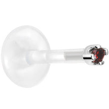 Load image into Gallery viewer, Solid 14K White Gold January 1.5mm CZ Bioplast Push in Labret Monroe