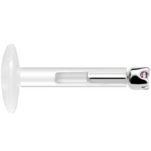 Load image into Gallery viewer, Solid 14K White Gold June 1.5mm CZ Bioplast Push in Labret Monroe