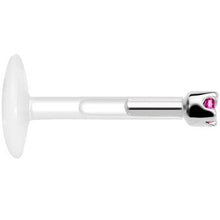 将图片加载到图库查看器,Solid 14K White Gold July 1.5mm CZ Bioplast Push in Labret Monroe