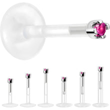 将图片加载到图库查看器,Solid 14K White Gold July 1.5mm CZ Bioplast Push in Labret Monroe