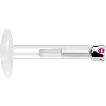 将图片加载到图库查看器,Solid 14K White Gold July 1.5mm CZ Bioplast Push in Labret Monroe