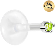 Load image into Gallery viewer, 16G 1/4 14K White Gold August 1.5mm CZ Bioplast Push in Cartilage Earring
