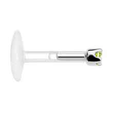 Load image into Gallery viewer, 16G 1/4 14K White Gold August 1.5mm CZ Bioplast Push in Cartilage Earring