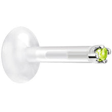 将图片加载到图库查看器,Solid 14K White Gold August 1.5mm CZ Bioplast Push in Labret Monroe