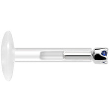 Load image into Gallery viewer, Solid 14K White Gold September 1.5mm CZ Bioplast Push in Labret Monroe