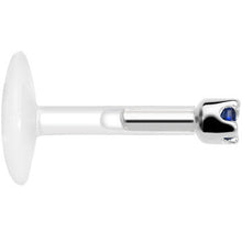 Load image into Gallery viewer, Solid 14K White Gold September 1.5mm CZ Bioplast Push in Labret Monroe