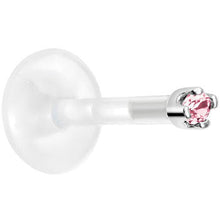 Load image into Gallery viewer, Solid 14K White Gold October 1.5mm CZ Bioplast Push in Labret Monroe