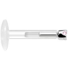 Load image into Gallery viewer, Solid 14K White Gold October 1.5mm CZ Bioplast Push in Labret Monroe