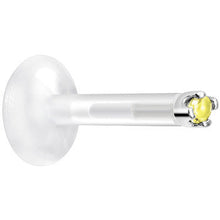 Load image into Gallery viewer, Solid 14K White Gold November 1.5mm CZ Bioplast Push in Labret Monroe