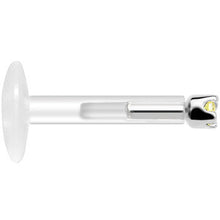 Load image into Gallery viewer, Solid 14K White Gold November 1.5mm CZ Bioplast Push in Labret Monroe