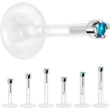 将图片加载到图库查看器,Solid 14K White Gold December 1.5mm CZ Bioplast Push in Labret Monroe
