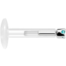 将图片加载到图库查看器,Solid 14K White Gold December 1.5mm CZ Bioplast Push in Labret Monroe