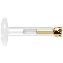 Load image into Gallery viewer, Solid 14K Yellow Gold January 1.5mm CZ Bioplast Push in Labret Monroe
