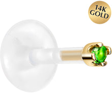 将图片加载到图库查看器,16G 1/4 14K Yellow Gold May 1.5mm CZ Bioplast Push in Cartilage Earring