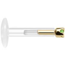 Load image into Gallery viewer, Solid 14K Yellow Gold May 1.5mm CZ Bioplast Push in Labret Monroe