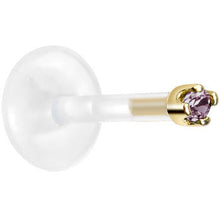 Load image into Gallery viewer, Solid 14K Yellow Gold June 1.5mm CZ Bioplast Push in Labret Monroe
