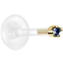 Load image into Gallery viewer, Solid 14K Yellow Gold September 1.5mm CZ Bioplast Push in Labret Monroe