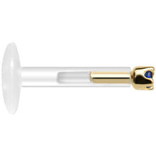 Load image into Gallery viewer, Solid 14K Yellow Gold September 1.5mm CZ Bioplast Push in Labret Monroe