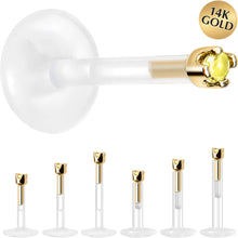 将图片加载到图库查看器,Solid 14K Yellow Gold November 1.5mm CZ Bioplast Push in Labret Monroe