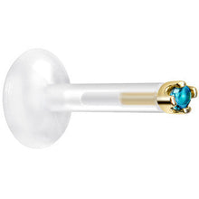 Load image into Gallery viewer, Solid 14K Yellow Gold December 1.5mm CZ Bioplast Push in Labret Monroe