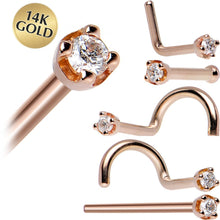 Load image into Gallery viewer, 14K Rose Gold 1.5mm Genuine Diamond Nose Ring