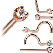 Load image into Gallery viewer, 14K Rose Gold 1.5mm Genuine Diamond Nose Ring