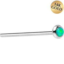 Load image into Gallery viewer, 14k White Gold 2mm Lime Synthetic Opal Nose Ring