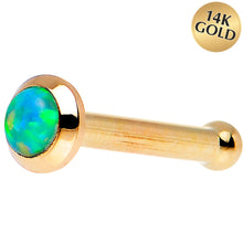 Load image into Gallery viewer, 14k Yellow Gold 2mm Lime Synthetic Opal Nose Ring