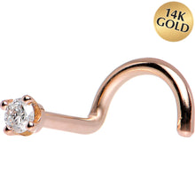 Load image into Gallery viewer, 14K Rose Gold 2mm Cubic Zirconia Nose Ring