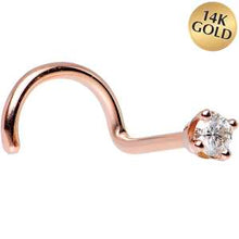 Load image into Gallery viewer, 14K Rose Gold 2mm Cubic Zirconia Nose Ring