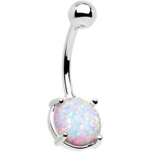 将图片加载到图库查看器,Solid 14k White Gold 8mm Synthetic Opal Belly Ring