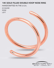 Load image into Gallery viewer, Double Hoop Nose 14k Rose Gold Filled Spiral Nose Ring