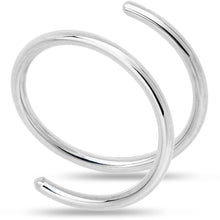 将图片加载到图库查看器,14k Solid White Gold Double Hoop Nose Spiral Nose Ring