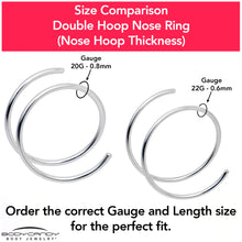 将图片加载到图库查看器,14k Solid White Gold Double Hoop Nose Spiral Nose Ring