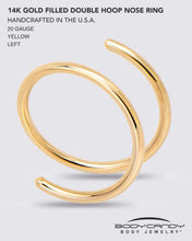 将图片加载到图库查看器,3Pack Double Hoop Nose 14k Gold Filled and 925 Silver Spiral Nose Rings 20G 8mm Left