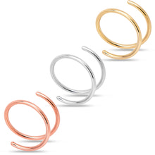 将图片加载到图库查看器,3Pack Double Hoop Nose 14k Gold Filled and 925 Silver Spiral Nose Rings 20G 8mm Left