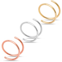 Load image into Gallery viewer, 3Pack Double Hoop Nose 14k Gold Filled and 925 Silver Spiral Nose Rings 20G 8mm Right