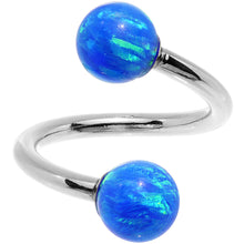 Load image into Gallery viewer, 14k White Gold Blue Synthetic Opal Spiral Twister 14G 7/16