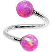 将图片加载到图库查看器,14k White Gold Fuchsia Synthetic Opal Spiral Twister 14G 7/16